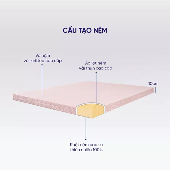 Nệm cao su thiên nhiên Link A Classic dày 5/10cm - Ảnh 2